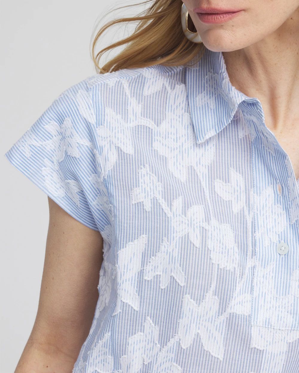 Contrast Chiffon Jersey Dolman Placket Top